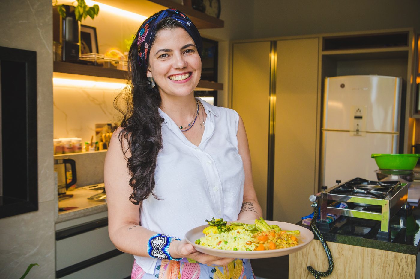 Simone Plastina na cozinha